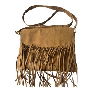 Ashro Fringe Tan Shoulder Bag| Ashro Suede Cross Body Tassels Bag